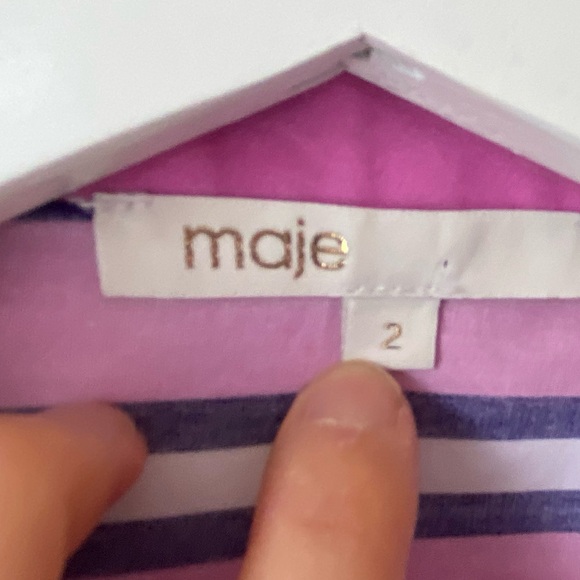 Maje pink/purple/white striped shirt with snap button sleeves - Picture 14 of 16